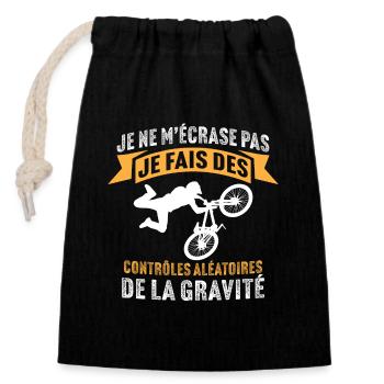 je fais des contrôles aléatoires de la gravité VTT - Sac cadeau en coton avec cordon (14 x 20 cm) - noir - Devant