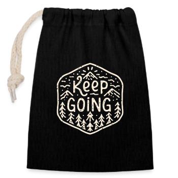 Keep going - Closable cotton gift bag (14x20cm) - black - Front