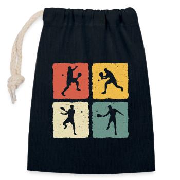Retro Padel - Verschließbarer Geschenkbeutel aus Baumwolle (14x20cm) - Navy - Vorne