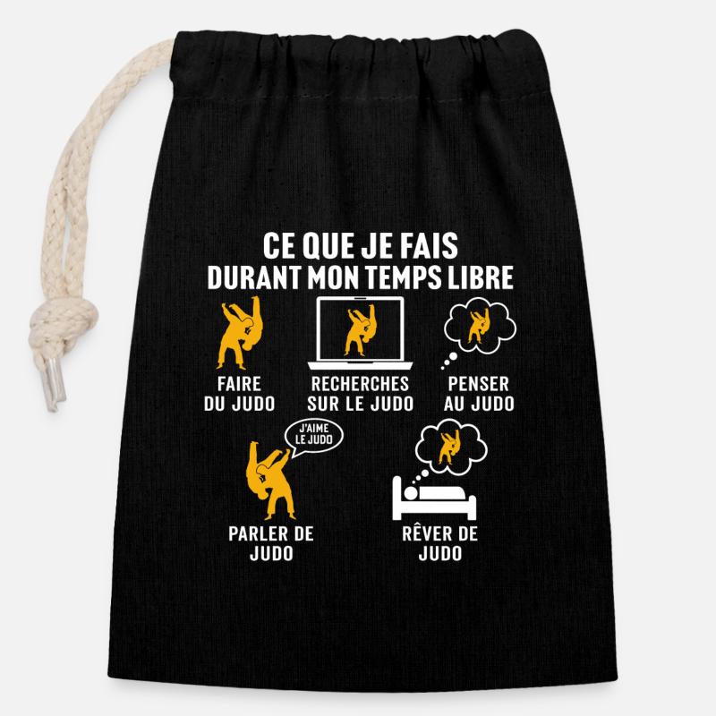 Faire du judo - Sac cadeau en coton avec cordon (14 x 20 cm) - noir
