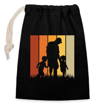 Father and daughter Father and son - Closable cotton gift bag (14x20cm) - black - Front