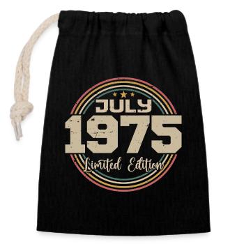 1975 Geburtstag Juli 1975 Geschenk Juli 1975 - Verschließbarer Geschenkbeutel aus Baumwolle (14x20cm) - Schwarz - Vorne