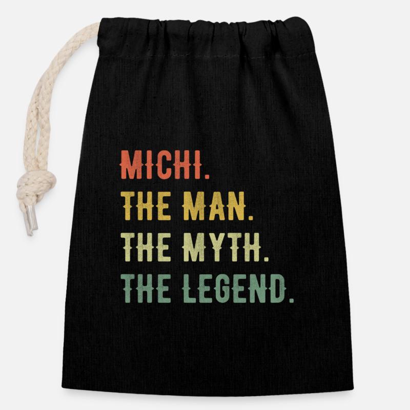 Michael Michi Vorname Kurzform Man Myth Legend - Verschließbarer Geschenkbeutel aus Baumwolle (14x20cm) - Schwarz