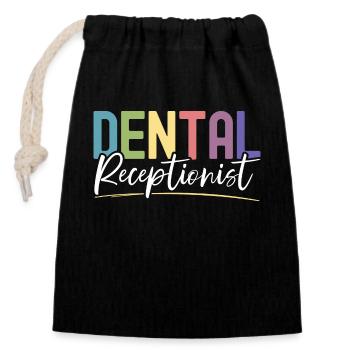 Job as a dental assistant in dentistry - Closable cotton gift bag (14x20cm) - black - Front