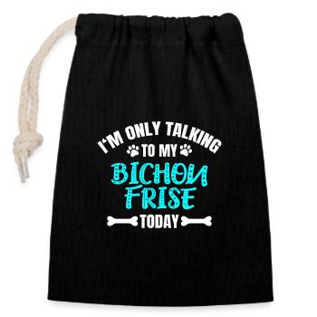 Bichon Frisé - Sac cadeau en coton avec cordon (14 x 20 cm) - noir - Devant
