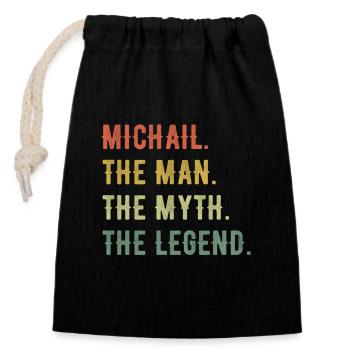 Michael Michail Prénom Forme abrégée Homme Mythe Légende - Sac cadeau en coton avec cordon (14 x 20 cm) - noir - Devant