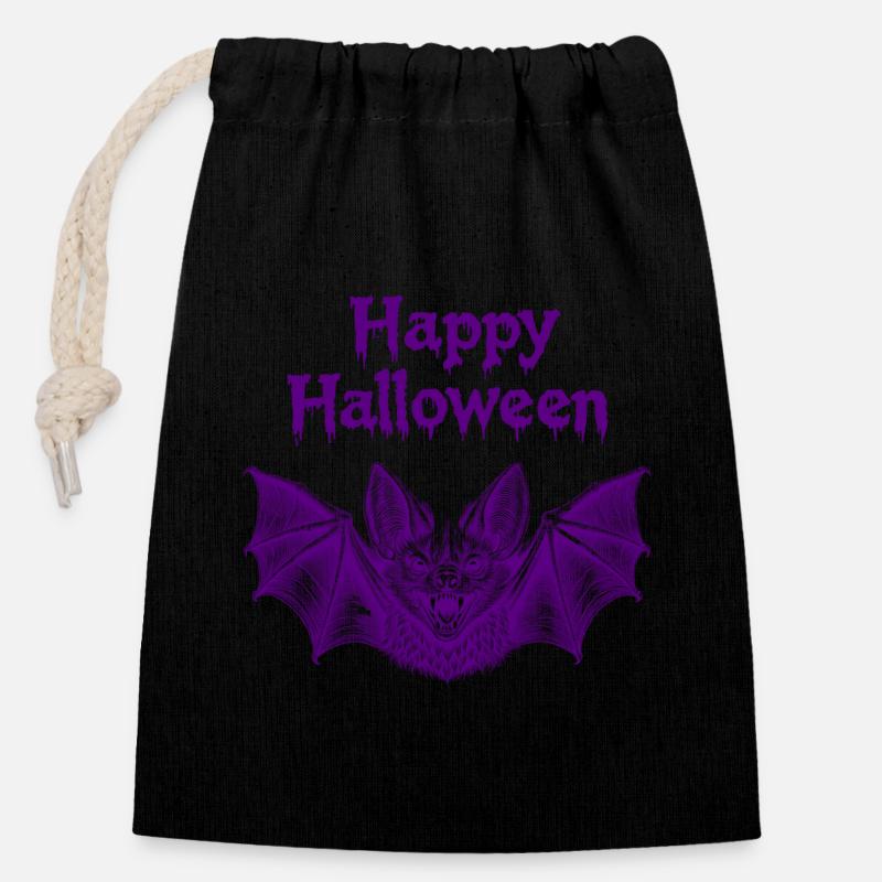 Happy Halloween - Verschließbarer Geschenkbeutel aus Baumwolle (14x20cm) - Schwarz