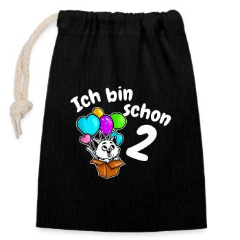 2nd Birthday Cute Kitten Cat Two 2 Years - Closable cotton gift bag (14x20cm) - black - Front