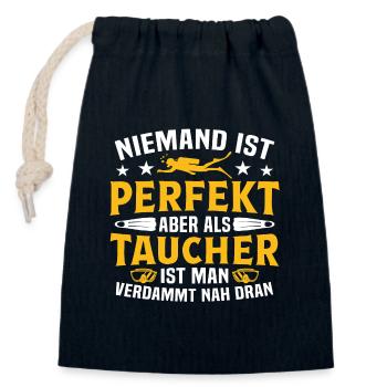 Niemand ist perfekt aber als Taucher - Verschließbarer Geschenkbeutel aus Baumwolle (14x20cm) - Navy - Vorne