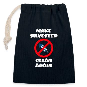 Anti feux d’artifice contre les pétards - Sac cadeau en coton avec cordon (14 x 20 cm) - bleu marine - Devant