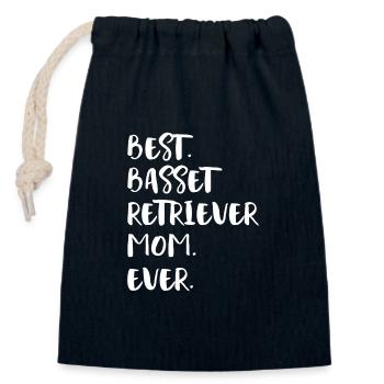 Basset Retriever - Closable cotton gift bag (14x20cm) - navy - Front