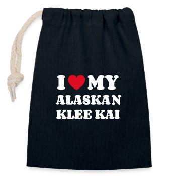 I Love My Alaskan Klee Kai - Closable cotton gift bag (14x20cm) - navy - Front