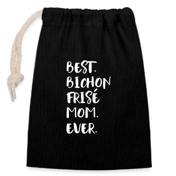 Bichon Frisé - Sac cadeau en coton avec cordon (14 x 20 cm) - noir - Devant