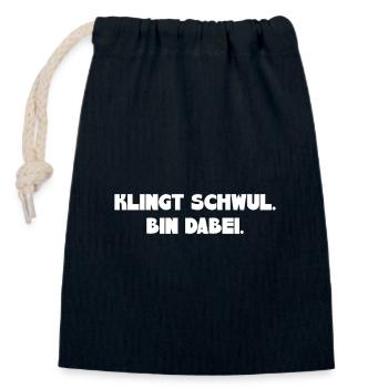 Klingt Schwul Bin Dabei - Verschließbarer Geschenkbeutel aus Baumwolle (14x20cm) - Navy - Vorne