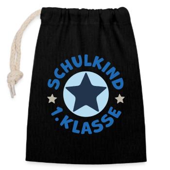 Schulkind 2026 Einschulung Schulanfang Erstklassig - Verschließbarer Geschenkbeutel aus Baumwolle (14x20cm) - Schwarz - Vorne