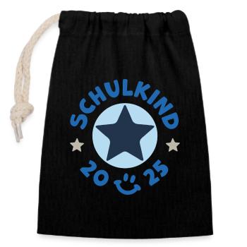 Schulkind 2025 Einschulung Schulanfang Erstklassig - Verschließbarer Geschenkbeutel aus Baumwolle (14x20cm) - Schwarz - Vorne