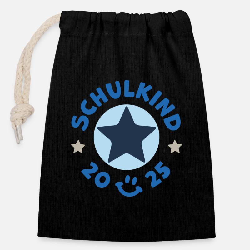 Schulkind 2025 Einschulung Schulanfang Erstklassig - Verschließbarer Geschenkbeutel aus Baumwolle (14x20cm) - Schwarz