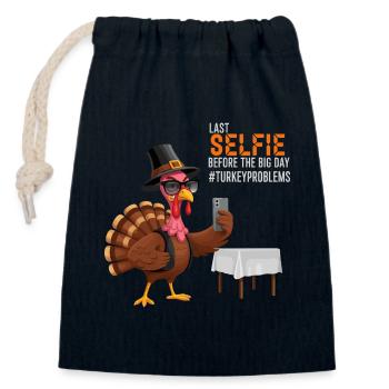 Turkey Problems - Closable cotton gift bag (14x20cm) - navy - Front