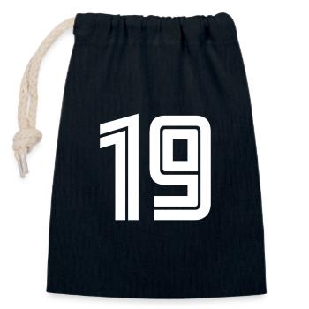 Trikotnummer 19 – Geschenk zum 19-jährigen Jubiläum - Verschließbarer Geschenkbeutel aus Baumwolle (14x20cm) - Navy - Vorne
