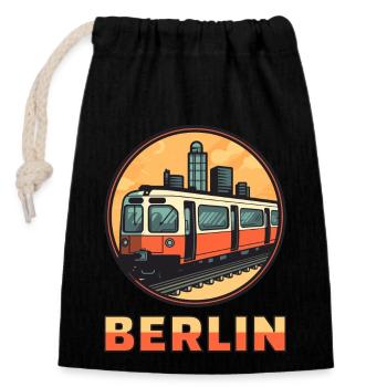 Berlin S-Bahn - Hauptstadt - Verschließbarer Geschenkbeutel aus Baumwolle (14x20cm) - Schwarz - Vorne
