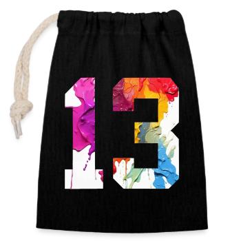COLORED NUMBER 13 COLORFUL 13TH BIRTHDAY - Closable cotton gift bag (14x20cm) - black - Front