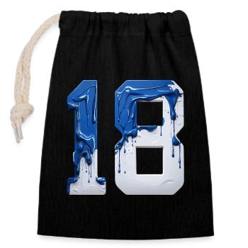 NON. 18 NUMÉRO 18 BLEU BLANC 18E ANNIVERSAIRE - Sac cadeau en coton avec cordon (14 x 20 cm) - noir - Devant