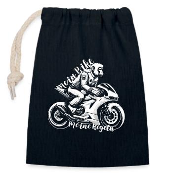 Mein Bike Meine Regeln - Ein Affe auf einem Bike - Verschließbarer Geschenkbeutel aus Baumwolle (14x20cm) - Navy - Vorne
