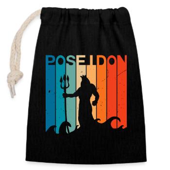 Poseidon Graphic - Closable cotton gift bag (14x20cm) - black - Front