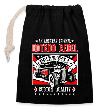 Rockabilly Vintage Cars Rocker Rock N Roll - Closable cotton gift bag (14x20cm) - black - Front