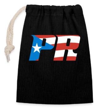 Puerto Rico Flagge Land Nationalität Pr Boricua - Verschließbarer Geschenkbeutel aus Baumwolle (14x20cm) - Schwarz - Vorne