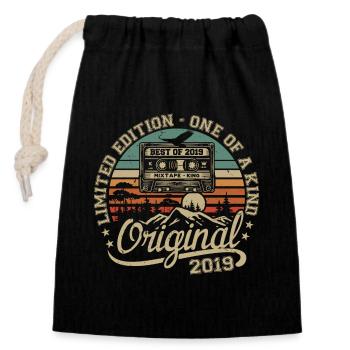 Millésime 2019 Cadeau Anniversaire 2019 Rétro 2019 - Sac cadeau en coton avec cordon (14 x 20 cm) - noir - Devant