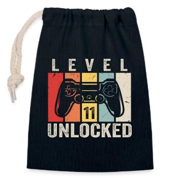 Level 11 Unlocked 11 Jahre Geburtstag Geschenk - Verschließbarer Geschenkbeutel aus Baumwolle (14x20cm) - Navy - Vorne