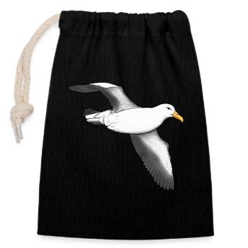 Albatross flying - Closable cotton gift bag (14x20cm) - black - Front