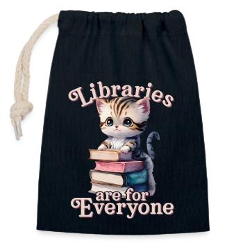 Libraries are for everyone Librarian - Closable cotton gift bag (14x20cm) - navy - Front