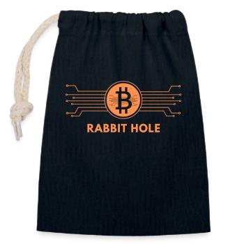 Bitcoin Rabbit Hole - Verschließbarer Geschenkbeutel aus Baumwolle (14x20cm) - Navy - Vorne
