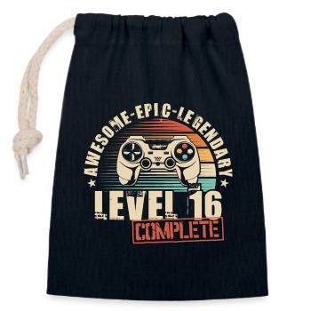 16. Geburtstag Gamer 16 Jahre Level 16 Complete - Verschließbarer Geschenkbeutel aus Baumwolle (14x20cm) - Navy - Vorne