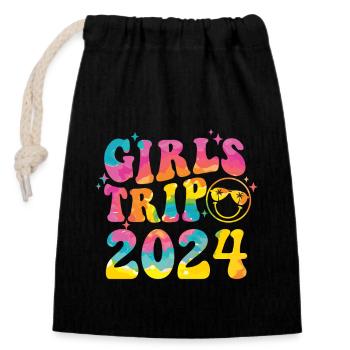 Mädelswochenende Frauen Girls Trip 2024 - Verschließbarer Geschenkbeutel aus Baumwolle (14x20cm) - Schwarz - Vorne
