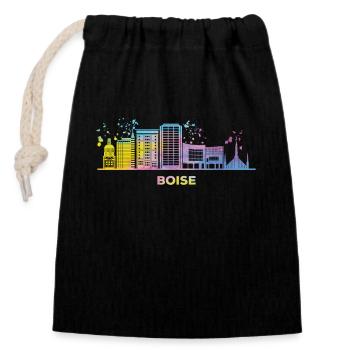 Boisean Skyline Colorful Cityscape Boise - Closable cotton gift bag (14x20cm) - black - Front