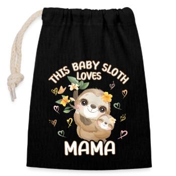 Ce bébé paresseux aime maman le jour de la fête des mères - Sac cadeau en coton avec cordon (14 x 20 cm) - noir - Devant