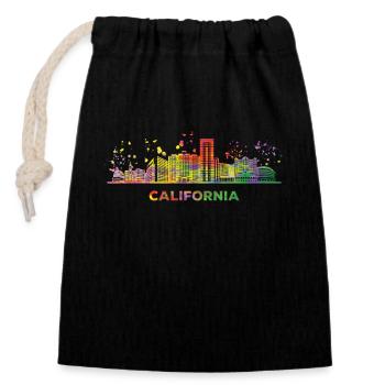 Kalifornier Skyline Kalifornien - Verschließbarer Geschenkbeutel aus Baumwolle (14x20cm) - Schwarz - Vorne
