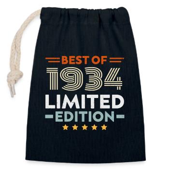 Retro 1934 Vintage 90th Birthday Gift 90 Years Old - Closable cotton gift bag (14x20cm) - navy - Front