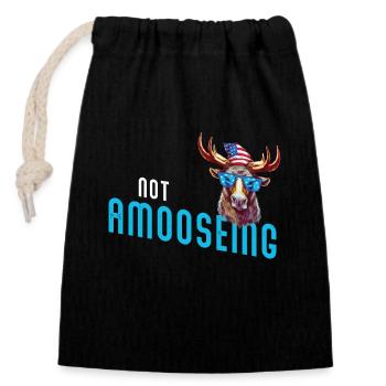 Non Amooseing Cool Moose - Closable cotton gift bag (14x20cm) - black - Front