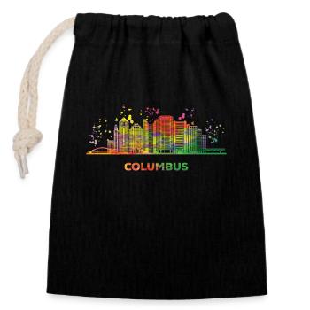 Columbusite Skyline Columbus - Verschließbarer Geschenkbeutel aus Baumwolle (14x20cm) - Schwarz - Vorne