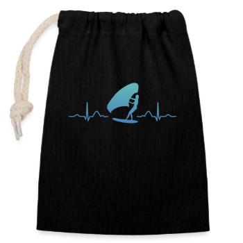Wings Surfer Wingsurfing Retro Foil Wings - Closable cotton gift bag (14x20cm) - black - Front