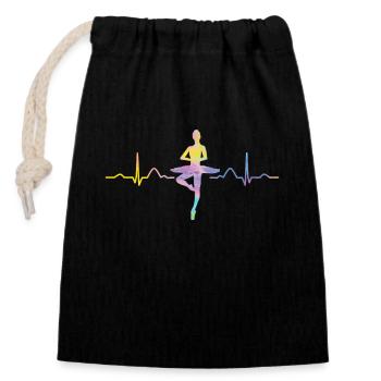 Ballet, Danseur, Battement de cœur, Ecg, Ballerine - Sac cadeau en coton avec cordon (14 x 20 cm) - noir - Devant