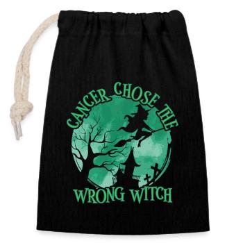 Cancer Witch Green Liver Cancer - Closable cotton gift bag (14x20cm) - black - Front