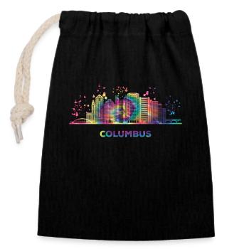 Columbusite Skyline Columbus - Verschließbarer Geschenkbeutel aus Baumwolle (14x20cm) - Schwarz - Vorne