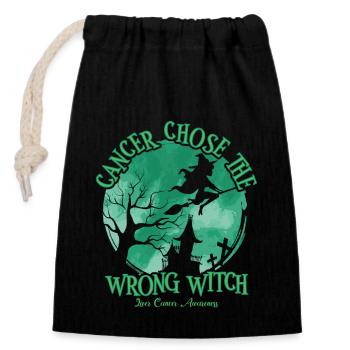 Cancer Witch Green Liver Cancer - Closable cotton gift bag (14x20cm) - black - Front
