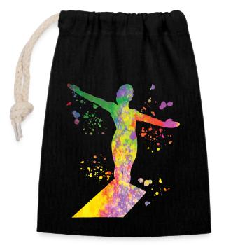 Diving, Artistic Jumping, Synchronized Diving - Closable cotton gift bag (14x20cm) - black - Front