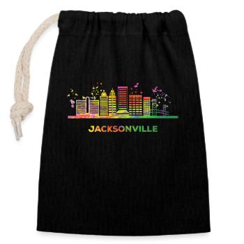 Jacksonvillians Skyline Jacksonville - Verschließbarer Geschenkbeutel aus Baumwolle (14x20cm) - Schwarz - Vorne